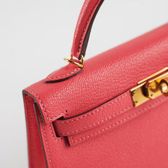 Hermes Mini Kelly Rose Lipstick Chevre Y Stamp (2020)