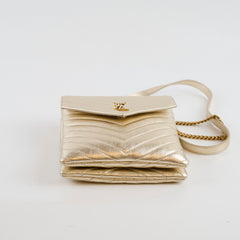 Saint Laurent Matelassé Gold Double Flap Shoulder