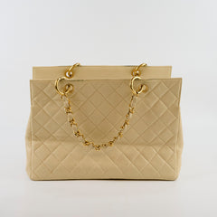 Chanel Vintage Grand Shopping Tote GST Beige Caviar