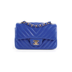 Chanel Mini Rectangular Chevron Blue