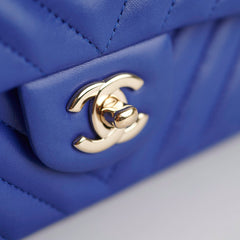 Chanel Mini Rectangular Chevron Blue
