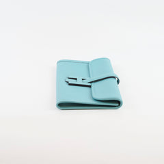 Hermès Hermes Jige Gusseted Clutch Calfskin Saint-Cyr Blue