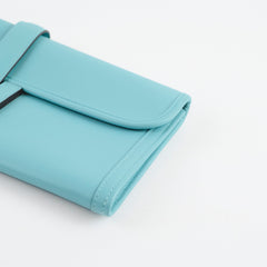 Hermès Hermes Jige Gusseted Clutch Calfskin Saint-Cyr Blue