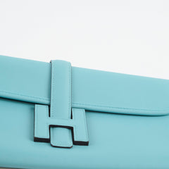 Hermès Hermes Jige Gusseted Clutch Calfskin Saint-Cyr Blue