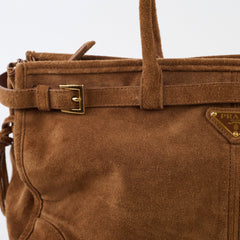 Prada Large Bonnie Suede Cinnamon