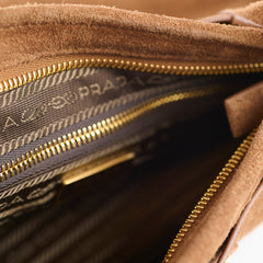 Prada Large Bonnie Suede Cinnamon