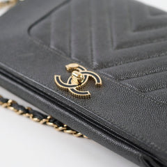 Chanel Seasonal Wallet on Chain WOC Caviar Dk Grey (27 Series)