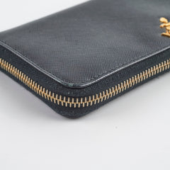 Prada Saffiano Long Wallet Black