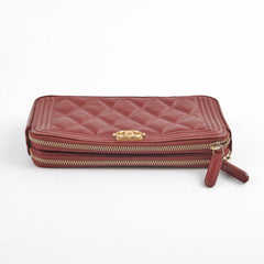 Chanel Boy Long Wallet Burgundy