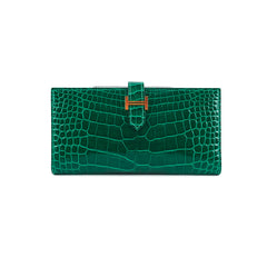 Hermes Bearn Alligator Emerald Wallet D Stamp