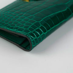 Hermes Bearn Alligator Emerald Wallet D Stamp