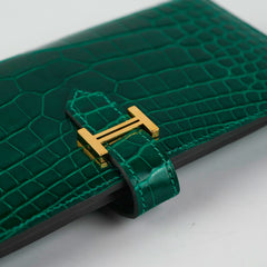 Hermes Bearn Alligator Emerald Wallet D Stamp