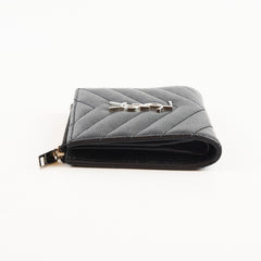 Saint Laurent Black Calfskin Leather Cassandre Matelassé Bi-Fold Wallet