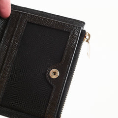 Saint Laurent Black Calfskin Leather Cassandre Matelassé Bi-Fold Wallet