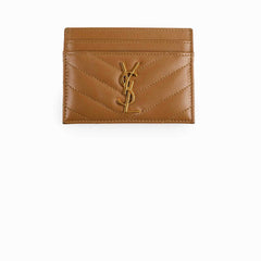Saint Laurent Cassandre Matelassé Card Case Brown