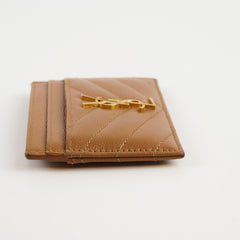 Saint Laurent Cassandre Matelassé Card Case Brown