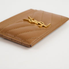 Saint Laurent Cassandre Matelassé Card Case Brown