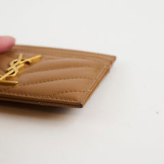 Saint Laurent Cassandre Matelassé Card Case Brown