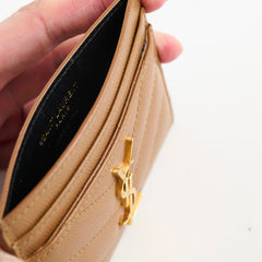 Saint Laurent Cassandre Matelassé Card Case Brown