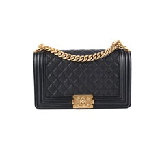 HOLD-Chanel Old Medium Boy Black Caviar Bag 26 series