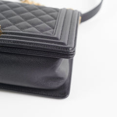 HOLD-Chanel Old Medium Boy Black Caviar Bag 26 series