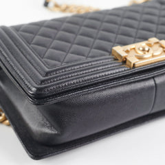 HOLD-Chanel Old Medium Boy Black Caviar Bag 26 series