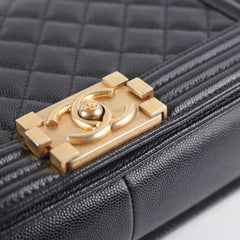 HOLD-Chanel Old Medium Boy Black Caviar Bag 26 series