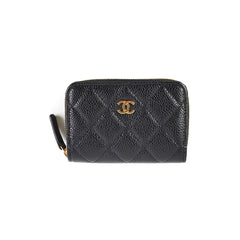 ITEM 3 - Chanel Zipper Black Caviar Cardholder (microchipped)