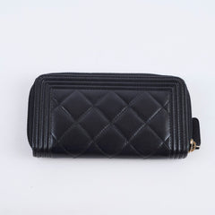 Chanel Boy Zip Around Wallet Black