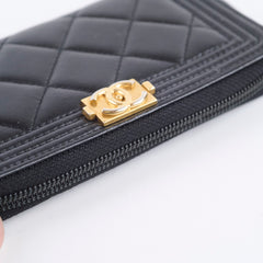 Chanel Boy Zip Around Wallet Black