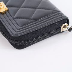 Chanel Boy Zip Around Wallet Black