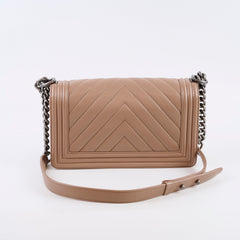 Chanel Medium Chevron Taupe Latte Caviar