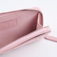 Chanel Pink Caviar Zip Cardholder (microchip)