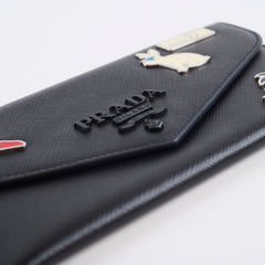 Prada Charms Saffiano Long Wallet Black