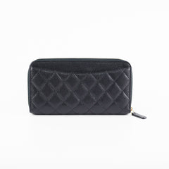 Chanel Caviar Long Zip Wallet Black