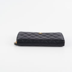 Chanel Caviar Long Zip Wallet Black