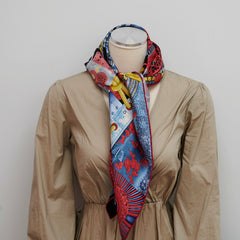 Hermes Carre Twill Silk 90x90 Blue/Red