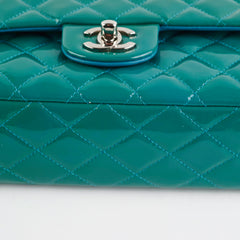 Chanel Quilted Patent Medium Large Classic Flap Teal