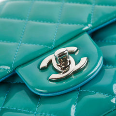 Chanel Quilted Patent Medium Large Classic Flap Teal