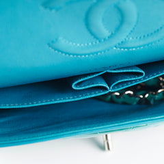 Chanel Quilted Patent Medium Large Classic Flap Teal
