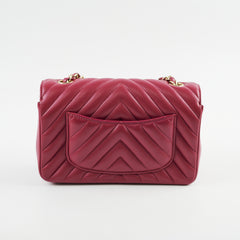 Chanel Mini Rectangular Dark Pink Chevron Lambskin