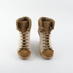 Louis Vuitton Batignolles Wedge Canvas Sneakers 36.5 Beige