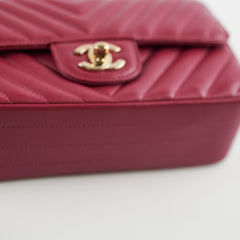 Chanel Mini Rectangular Dark Pink Chevron Lambskin