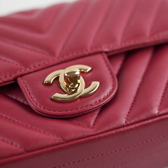 Chanel Mini Rectangular Dark Pink Chevron Lambskin