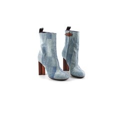 Louis Vuitton Silhouette Denim Heel Ankle Boots 37