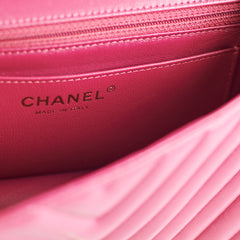 Chanel Mini Rectangular Dark Pink Chevron Lambskin