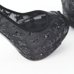 Louis Vuitton Mesh Sequin Monogram Black Size 37 Pumps Heels