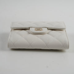 Chanel Caviar Compact Wallet White