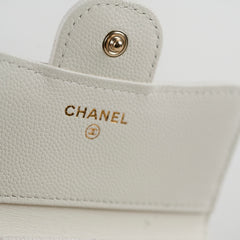 Chanel Caviar Compact Wallet White