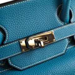 Hermes JPG Shoulder Birkin Blue Jean PHW - I Square Stamp